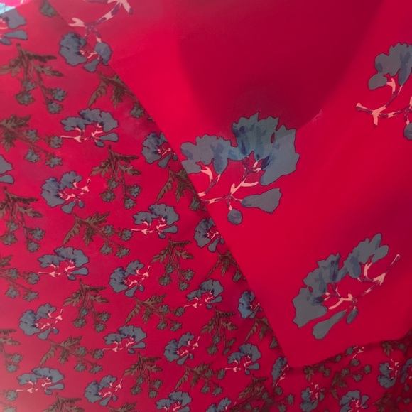 Maje NWT Rushia Pink and Blue Floral Handkerchief Hem Dress Size Large - Picture 10 of 16